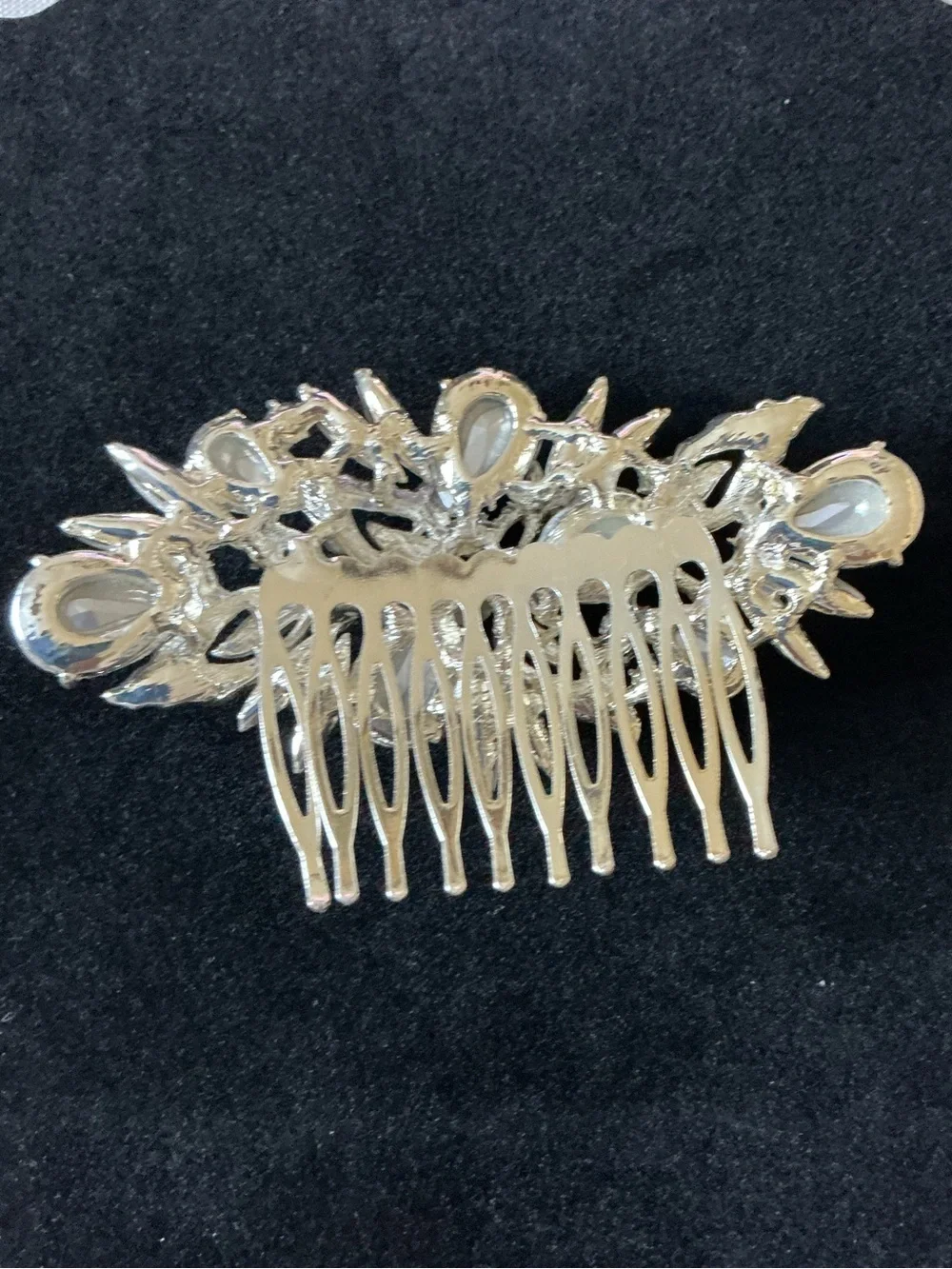 Clear Rhinestone Cluster Vintage Style Silver Tone Statement Hair Comb